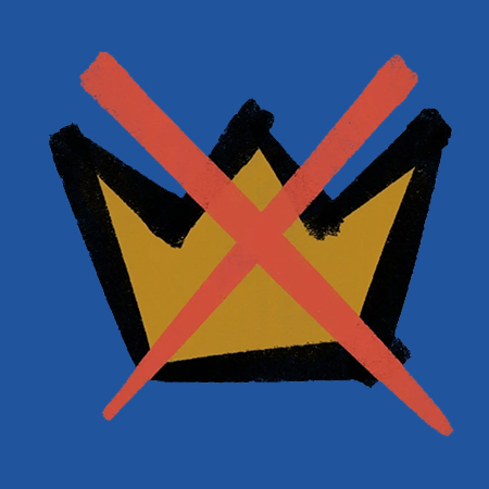 No Kings: Crossed out crown